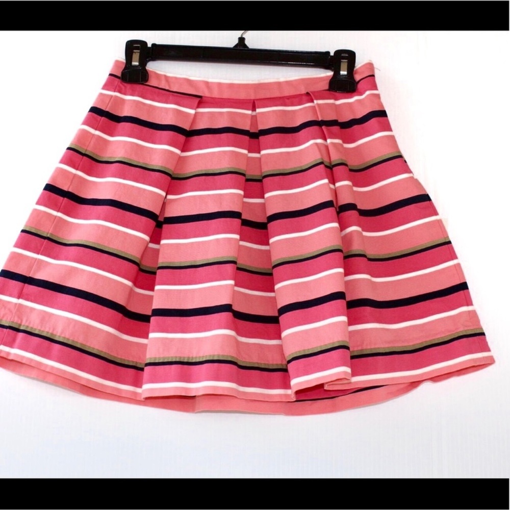 Gap Pink Striped Skater Skirt Size 4 | Pleated, Lined, Cotton Blend